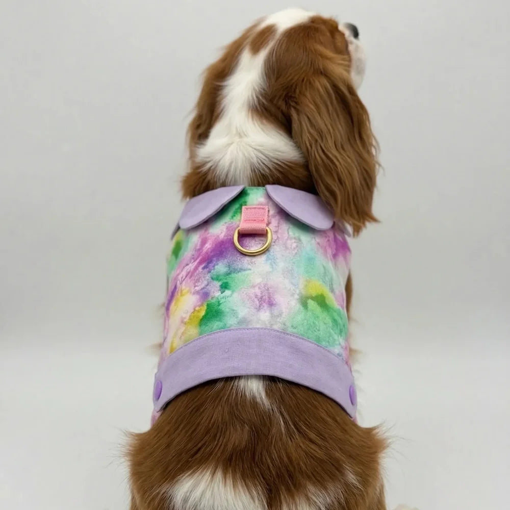 Elegant Tie-Dye Vest with Collar